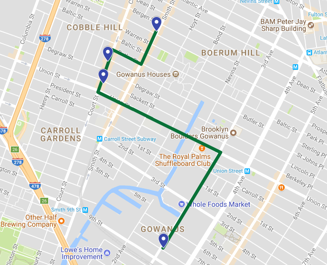Walking Map of Paisanos Union Market Caputo Bakery and Four Twenty Blackbirds