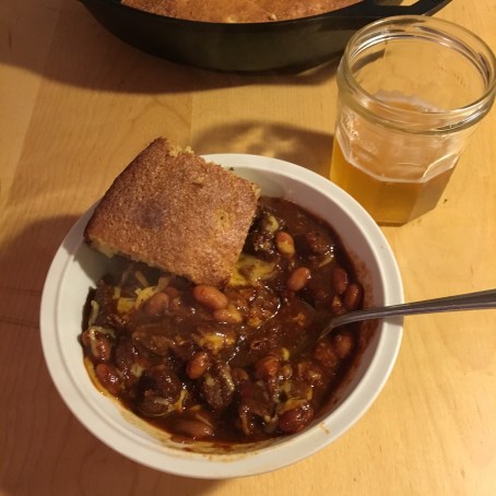 Chili cornbread cast iron beer