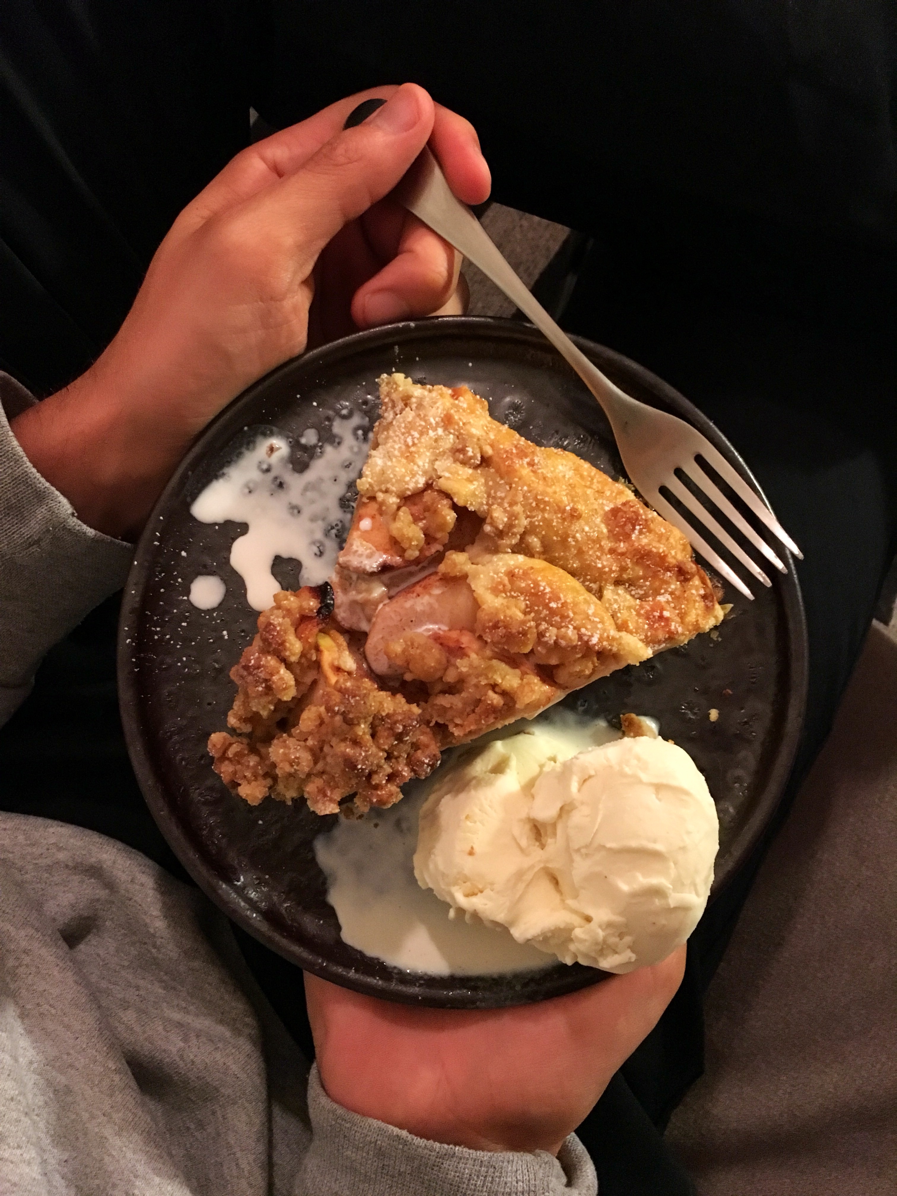 Apple Crostata dessert with vanilla ice cream